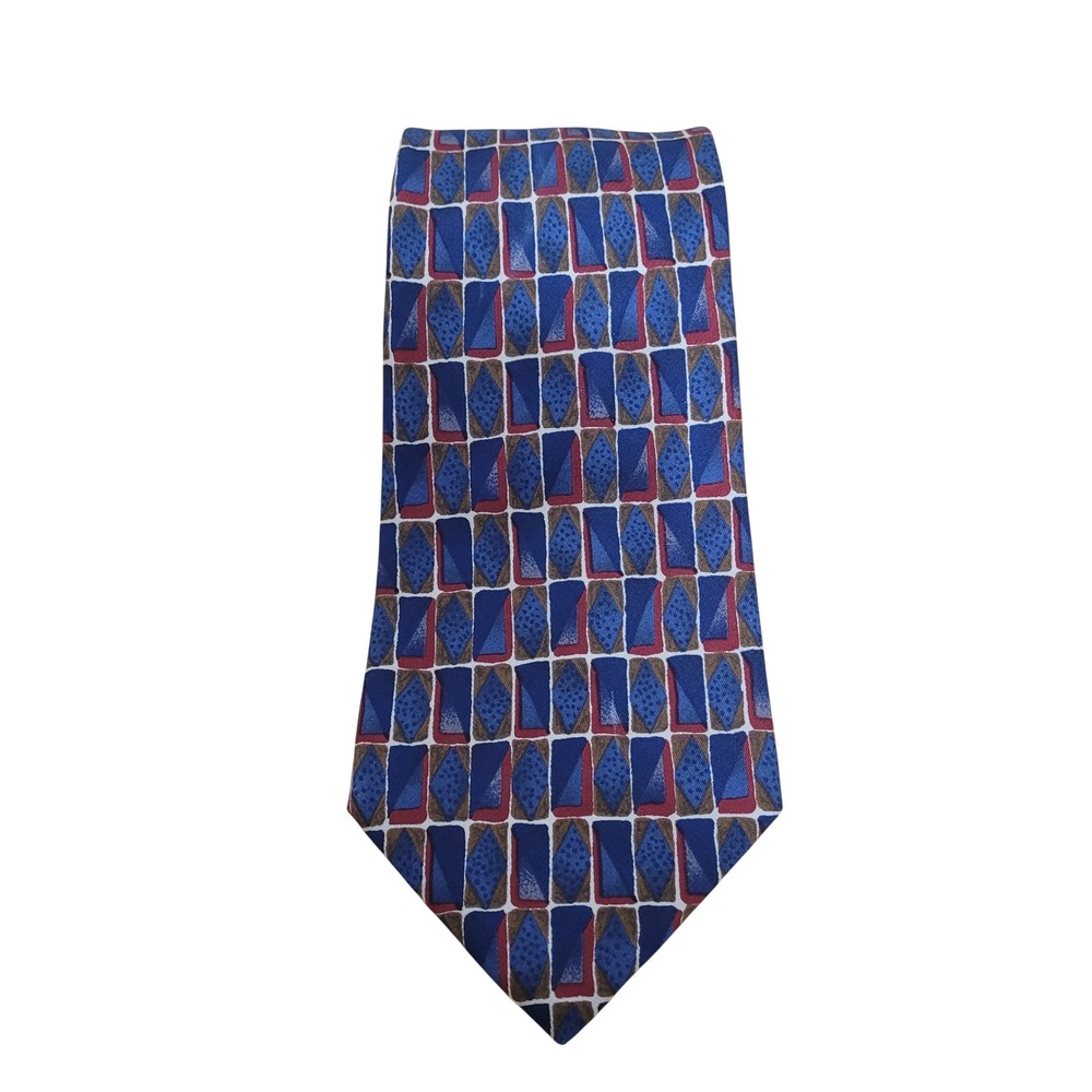Colours Alexander Julian Mens Silk Tie Blue Red Geometric Abstract Necktie